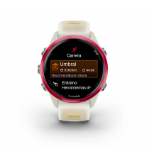 RELOJ GARMIN FORERUNNER 570 ALUMINIO LILA CON CORREA EN BLANCO Y AMARILLO 42MM