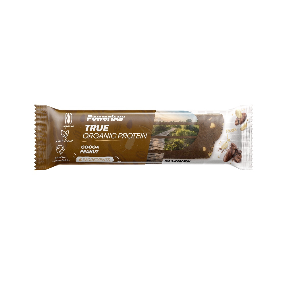 Barras Powerbar True Organic Protein Avel Cacau Amendoim 16 un.