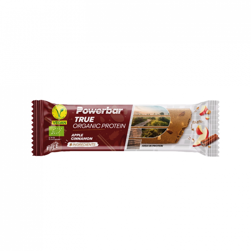 Barrita Powerbar True Organic Protein Avellana Manzana Canela 16 un.